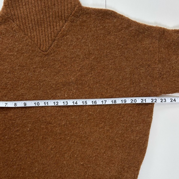 Madewell Mod Retro V Mock Turtleneck Long Sleeved Cinnamon Brown Sweater Size SM - Picture 7 of 11
